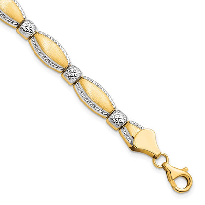 7 Inch 10K W/Rhodium D/C Bracelet