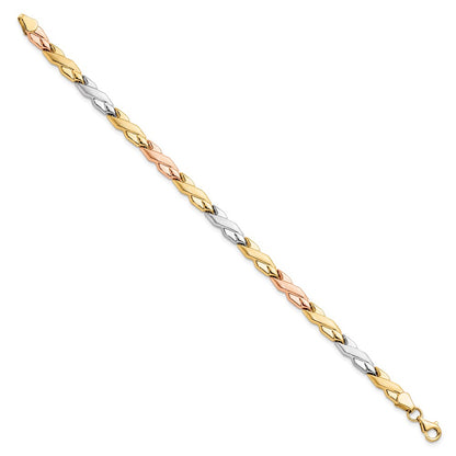 7 Inch 10K W/Rose And White Rhodium Bracelet