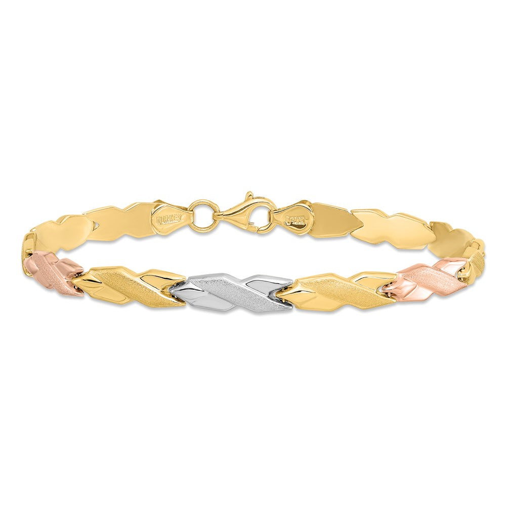 7 Inch 10K W/Rose And White Rhodium Bracelet
