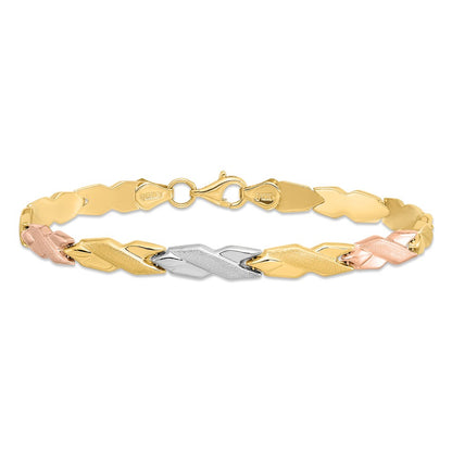 7 Inch 10K W/Rose And White Rhodium Bracelet
