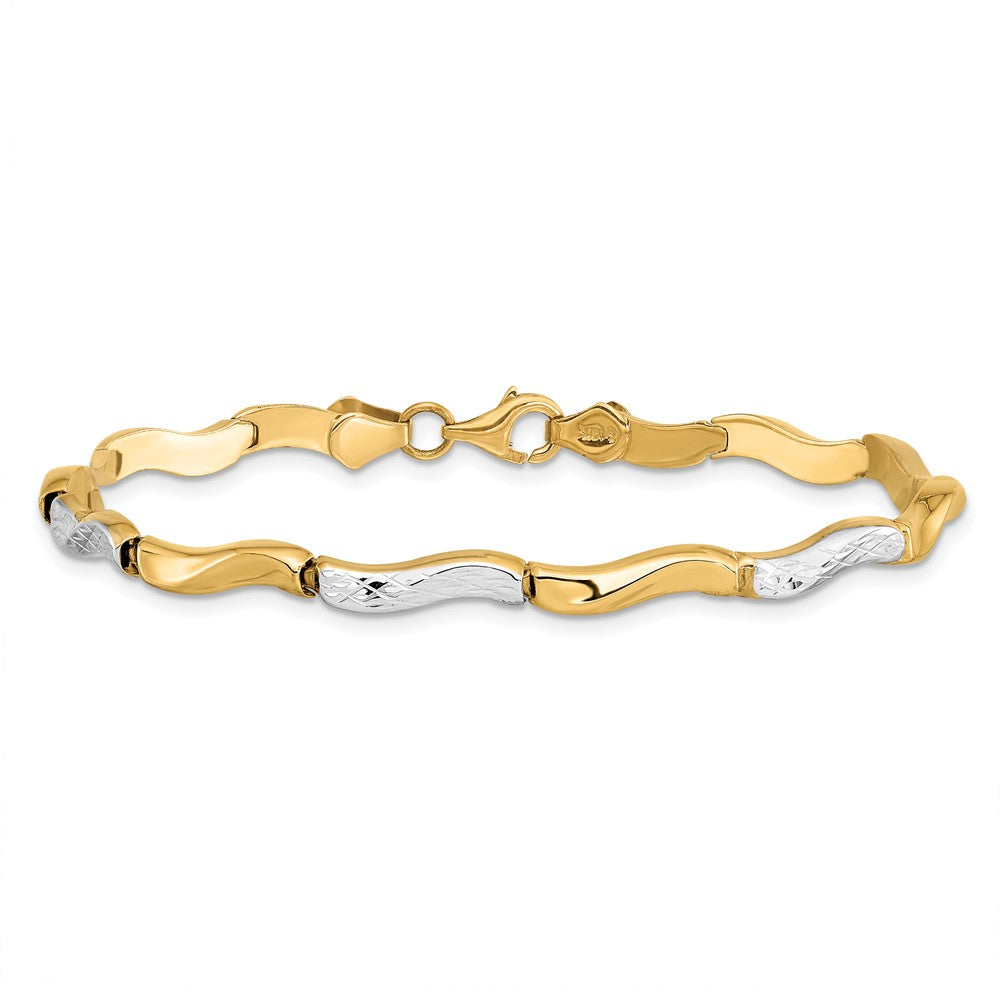 7 Inch 10K Gold W/Rhodium D/C Bracelet