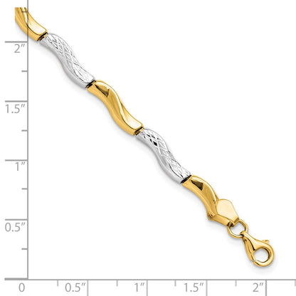 7 Inch 10K Gold W/Rhodium D/C Bracelet