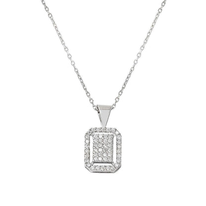 14K White Gold 0.23 Ct Square-Cut Diamond Necklace