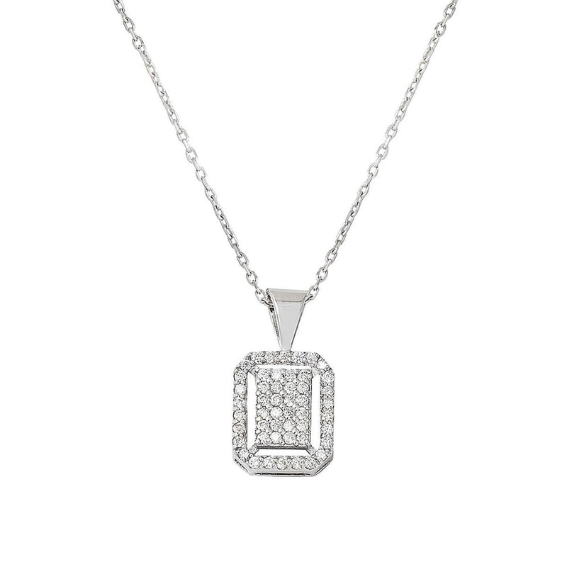 14K White Gold 0.23 Ct Square-Cut Diamond Necklace