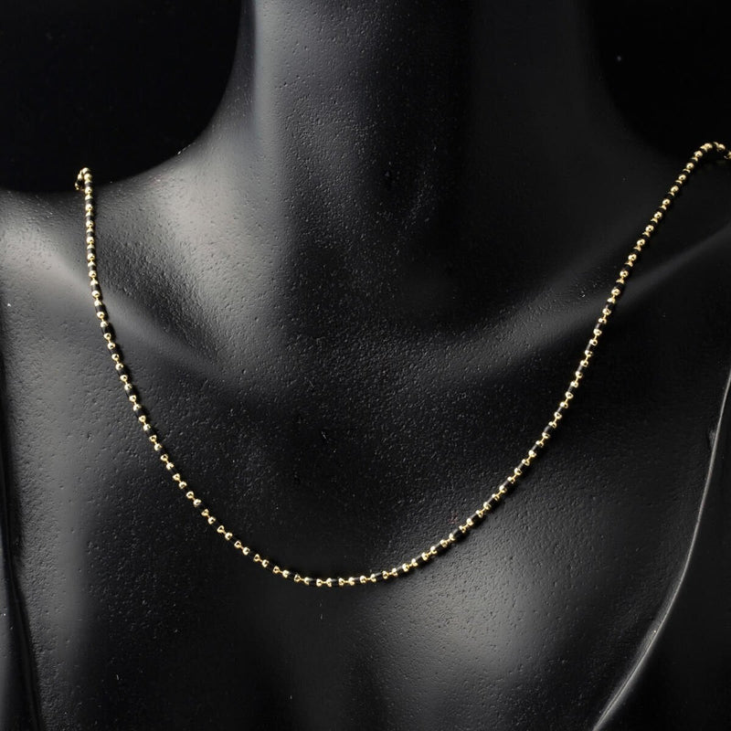 14K Yellow Gold Black Enamel Chain Necklace