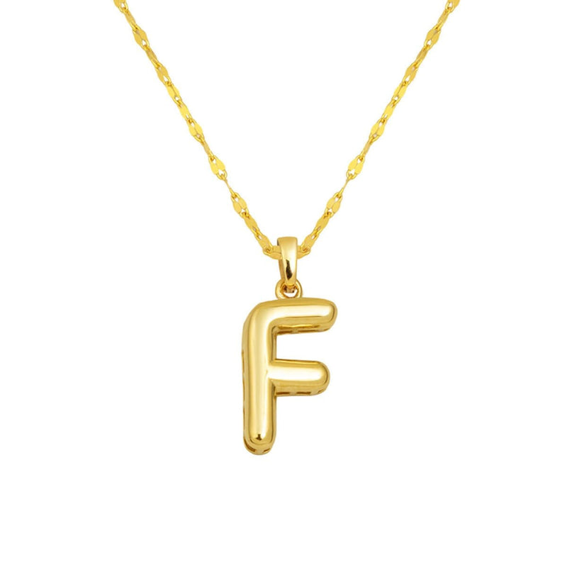 14K Yellow Gold Balloon Initial F Necklace
