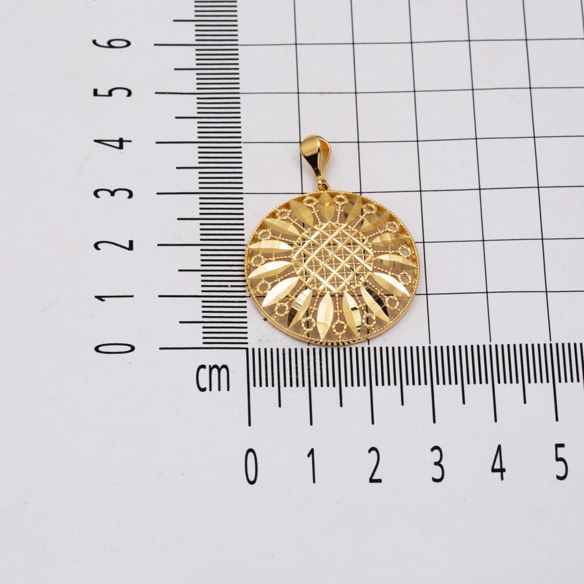 14K Yellow Gold Laurel Flower of Life Pendant