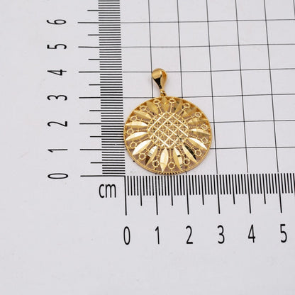 14K Yellow Gold Laurel Flower of Life Pendant