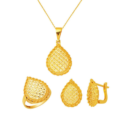 22K Yellow Gold Teardrop Flower of Life Mini Set