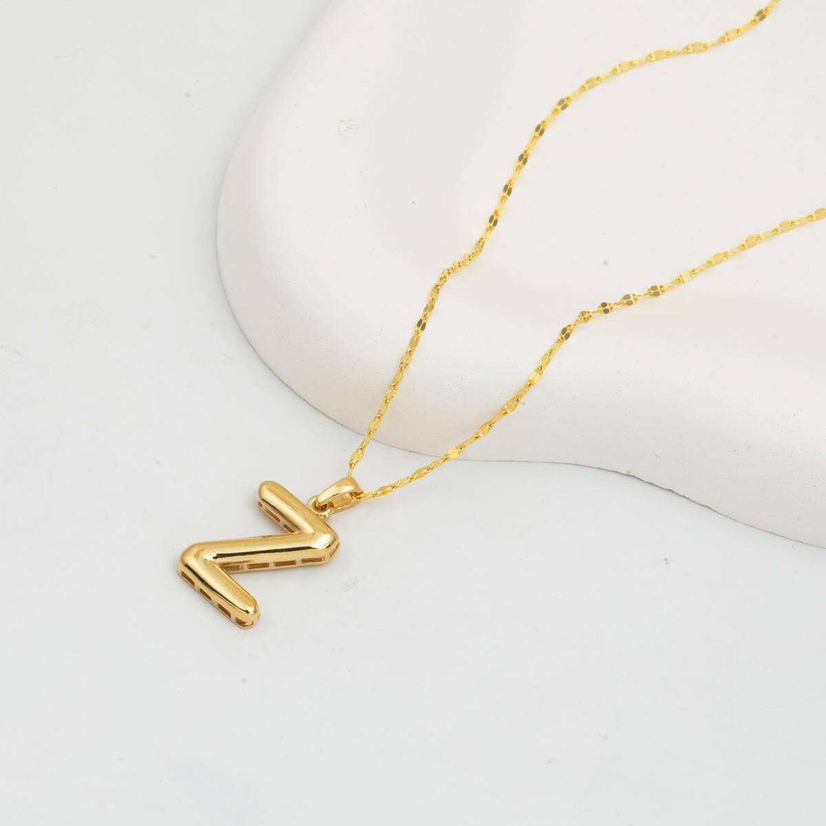 14K Yellow Gold Balloon Initial Z Necklace