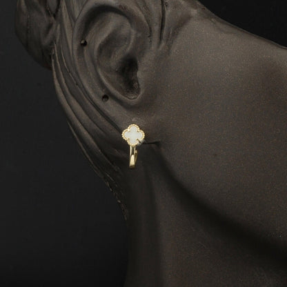 14K Yellow Gold Clover Minimalist Mother of Pearl Jewelry Set
