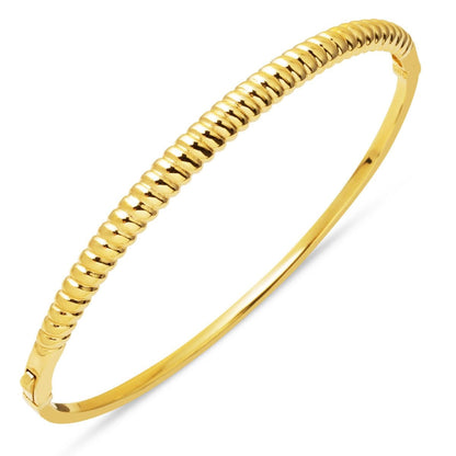 14K Yellow Gold Twisted Hinged Cuff Bangle (5.78 g)
