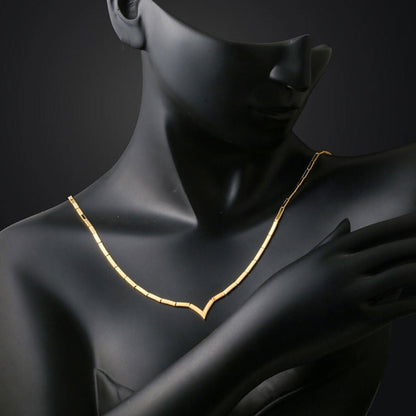 14K Yellow Gold Chevron Ajda Necklace