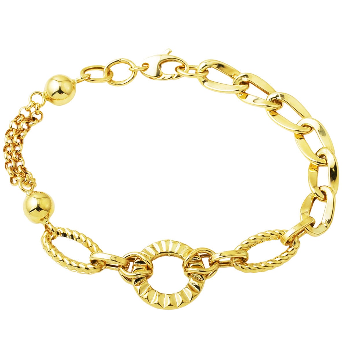 14K Yellow Gold Trendy Double Chain Bracelet