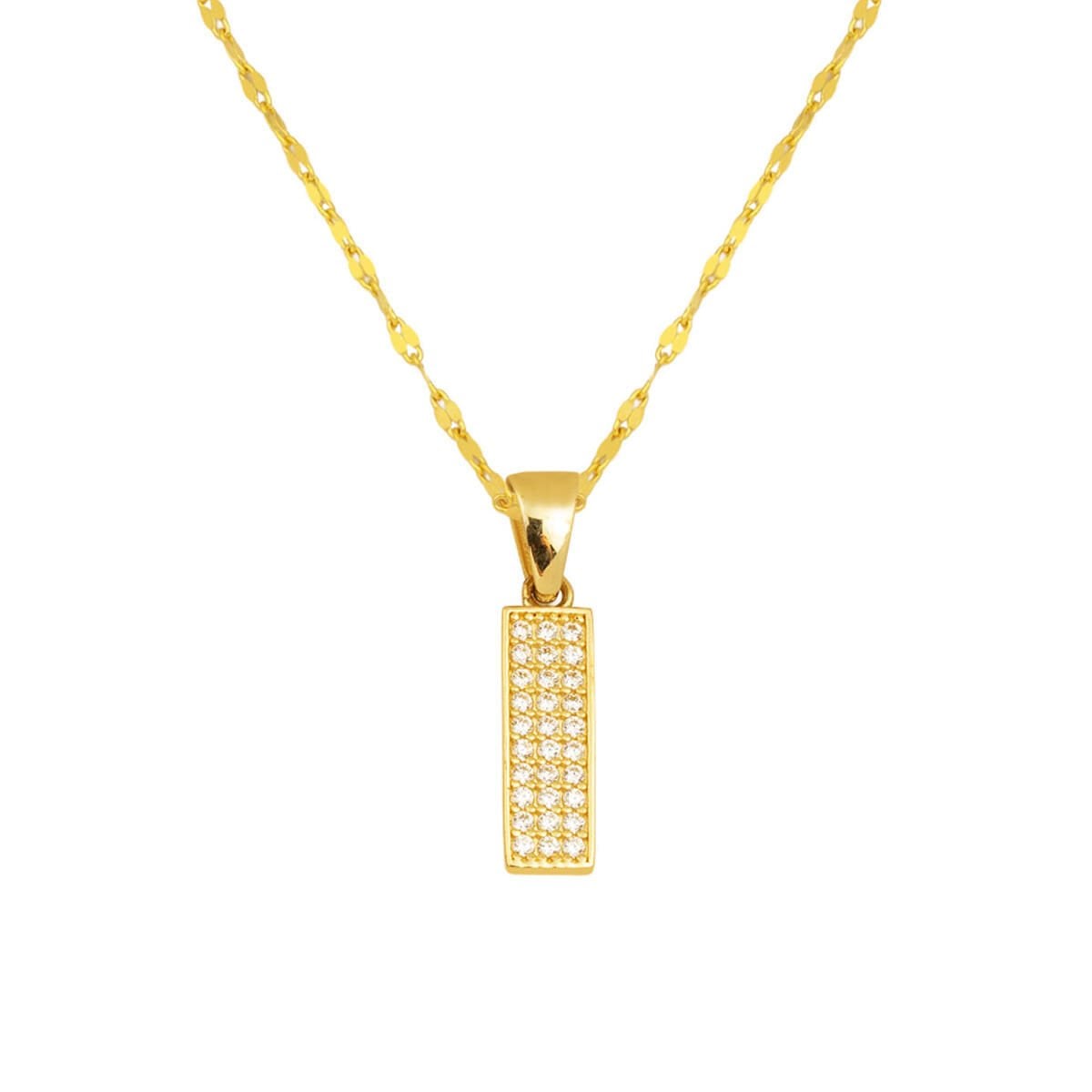 14K Yellow Gold Initial I Cubic Zirconia Necklace