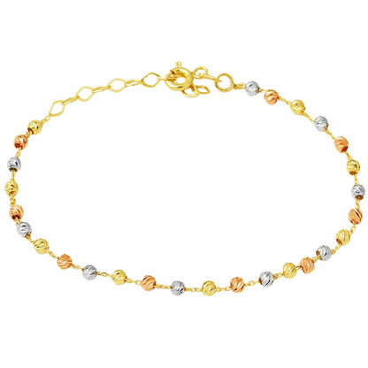 14K Yellow Gold Colored Gold Bead Bracelet
