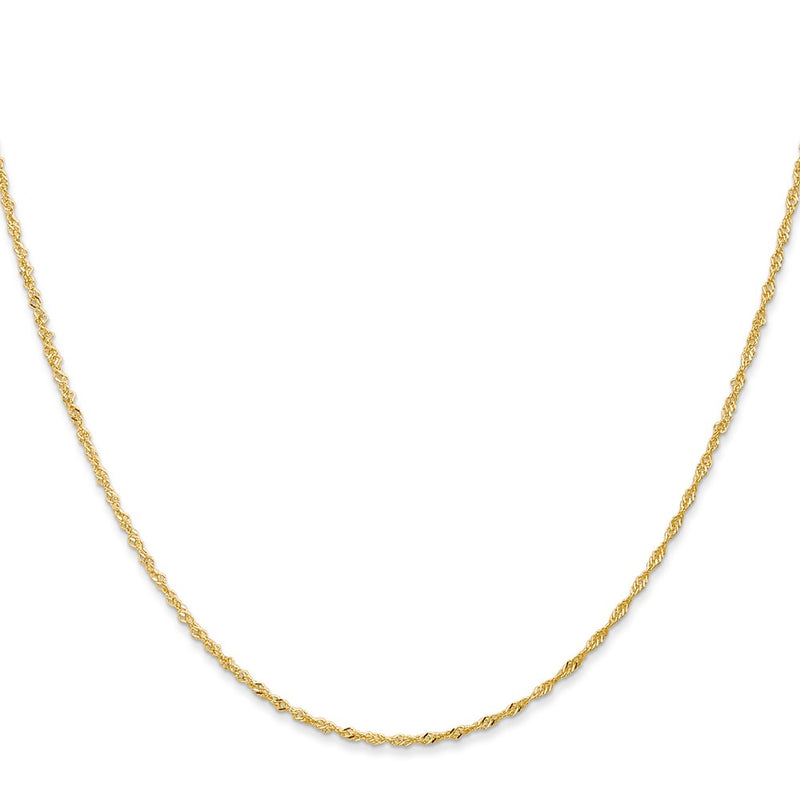 20 Inch 14K 1mm Singapore With Spring Ring Clasp Chain Necklace