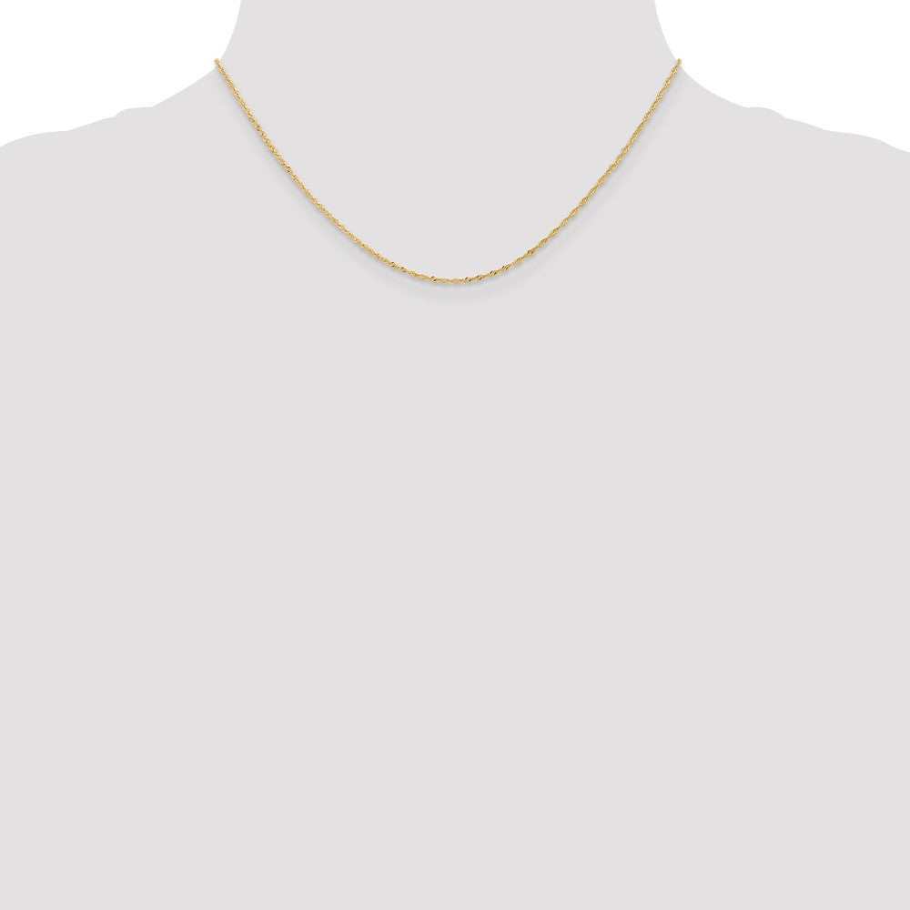 16 Inch 14K 1mm Singapore With Spring Ring Clasp Chain Necklace
