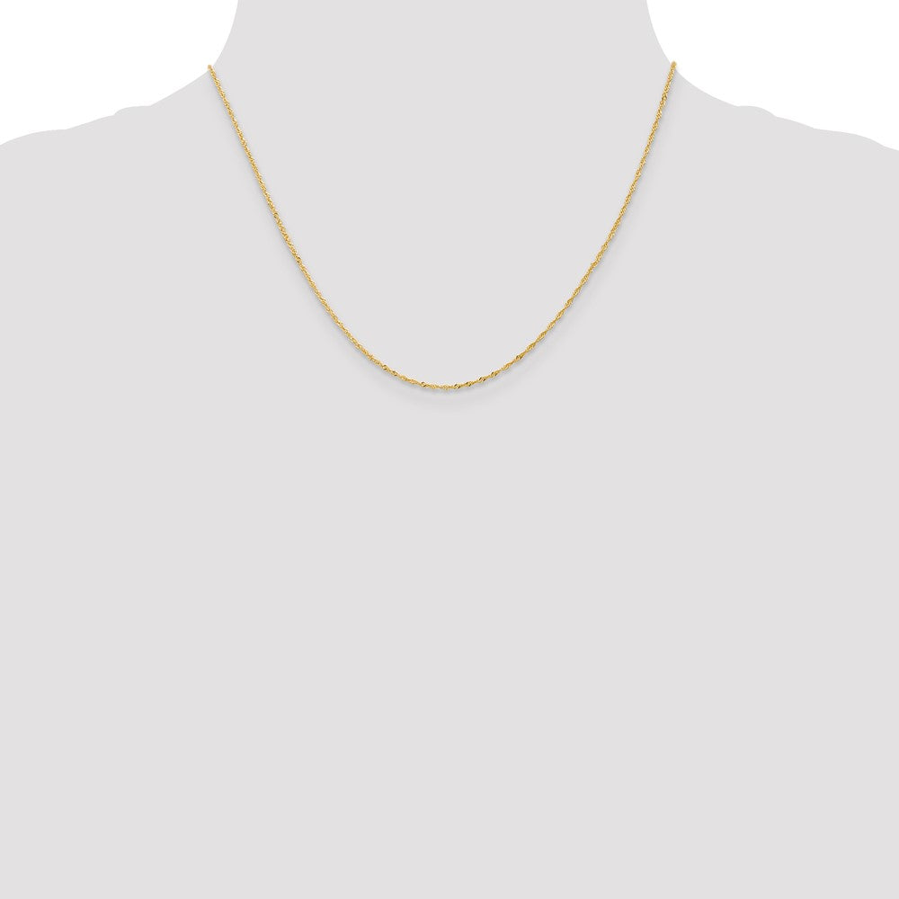 18 Inch 14K 1mm Singapore With Spring Ring Clasp Chain Necklace