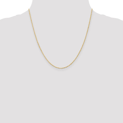 20 Inch 14K 1mm Singapore With Spring Ring Clasp Chain Necklace