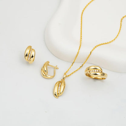 14K Yellow Gold Italian Cubic Zirconia Jewelry Set