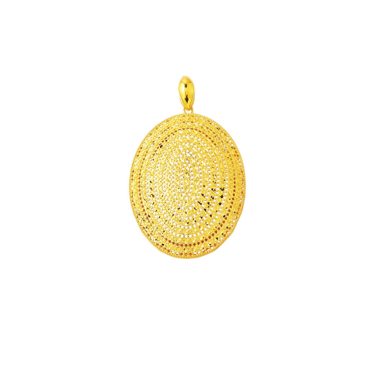 14K Yellow Gold Medallion Oval Pendant