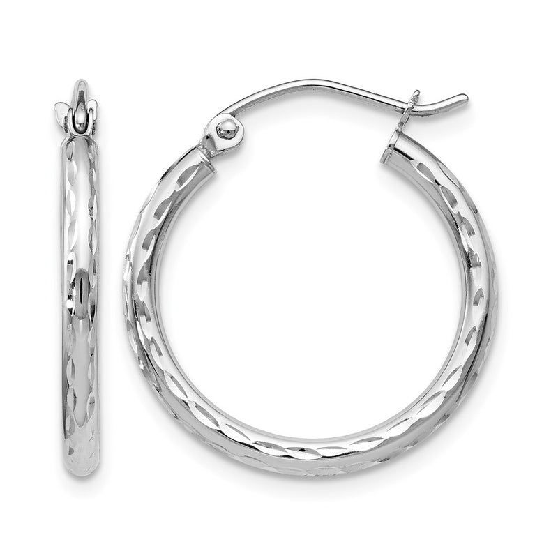 14K White Gold Hinged Hoop Earrings