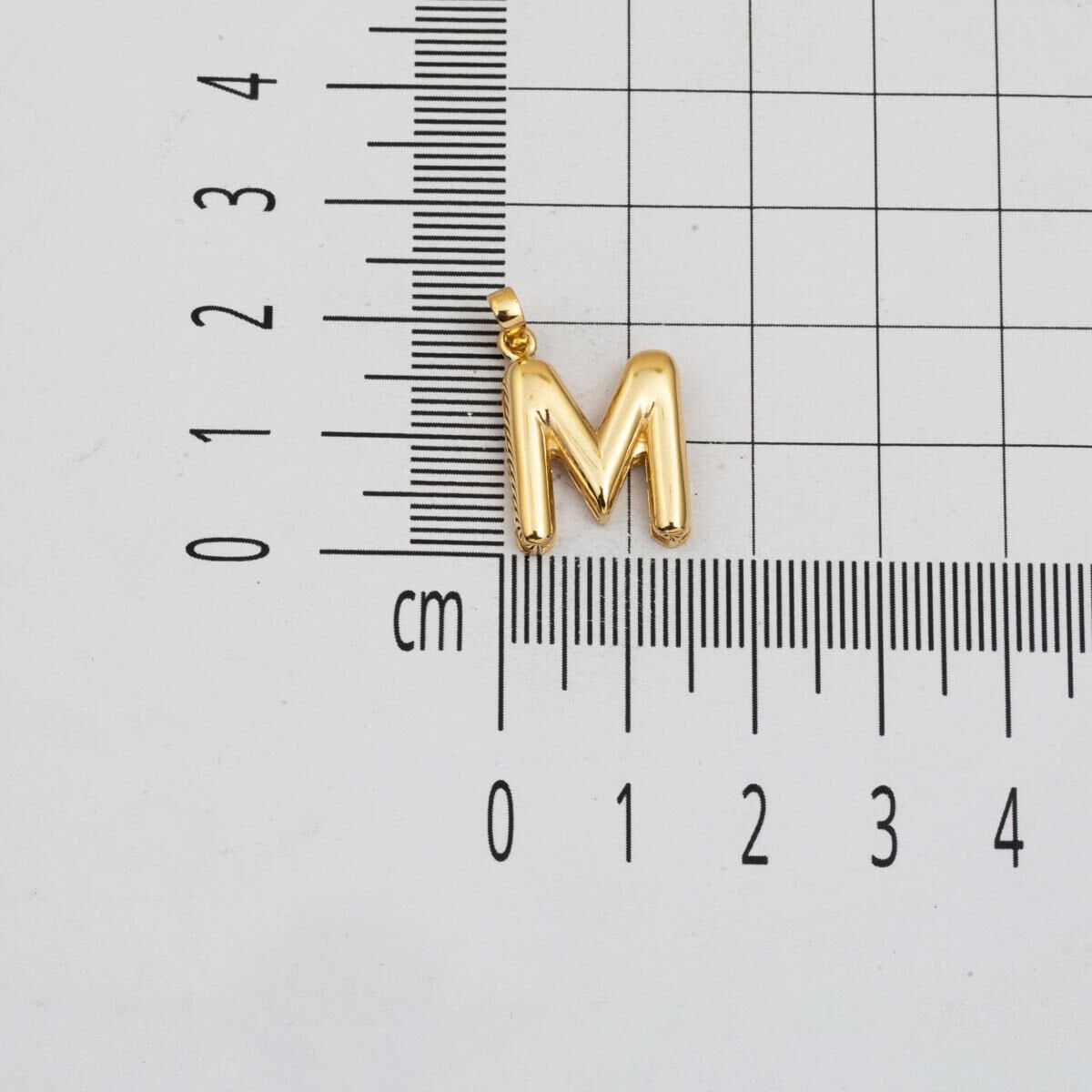 14K Yellow Gold Balloon Initial M Pendant