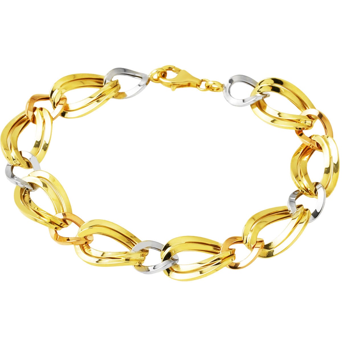 14K Yellow Gold Double Hoop Hallow Bracelet