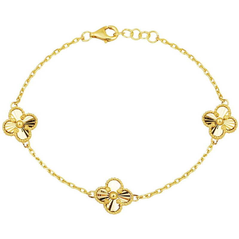 14K Yellow Gold Clover Bracelet