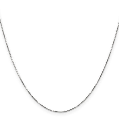 14K White Gold 16 inch Carded .5mm Box Link with Spring Ring Clasp Chain Necklace