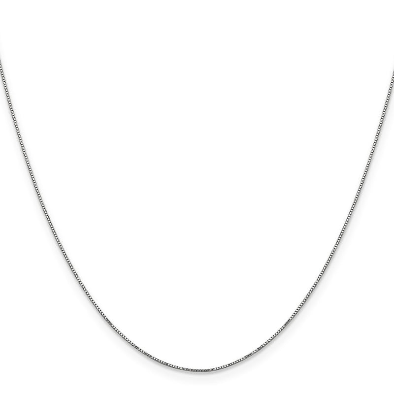 14K White Gold Carded .5mm Box Link with Spring Ring Clasp Chain Necklace
