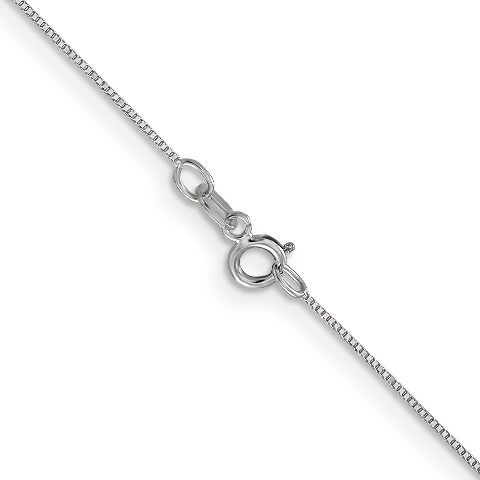 14K White Gold 16 inch Carded .5mm Box Link with Spring Ring Clasp Chain Necklace