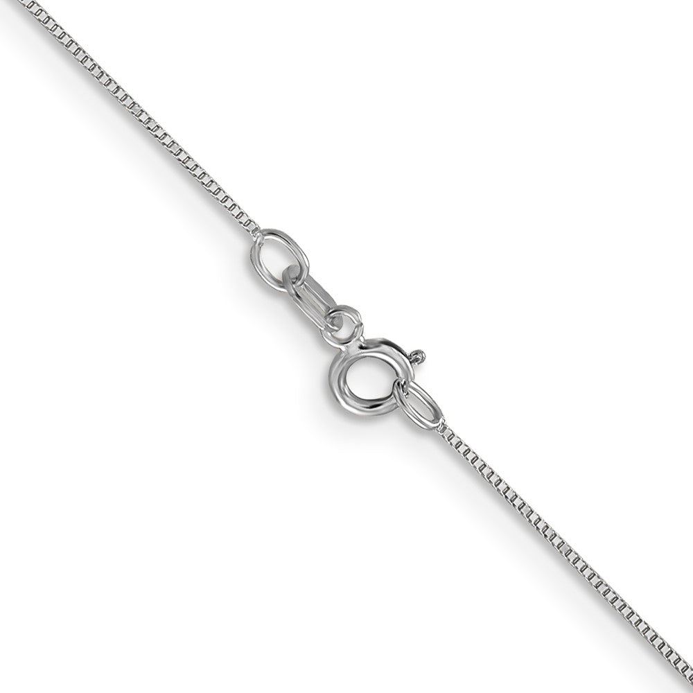 14K White Gold 16 inch Carded .5mm Box Link with Spring Ring Clasp Chain Necklace