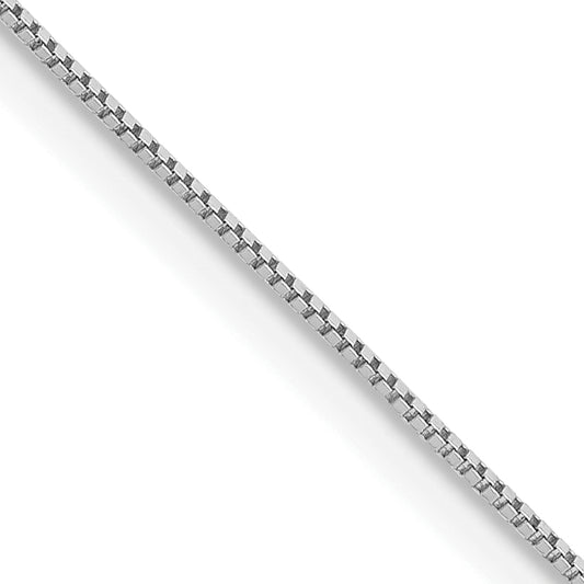 14K White Gold 16 inch Carded .5mm Box Link with Spring Ring Clasp Chain Necklace