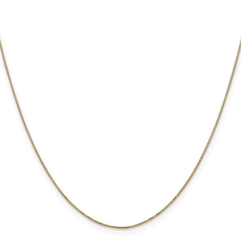 14K Yellow Gold 24 inch Carded .5mm Box Link with Spring Ring Clasp Chain Necklace