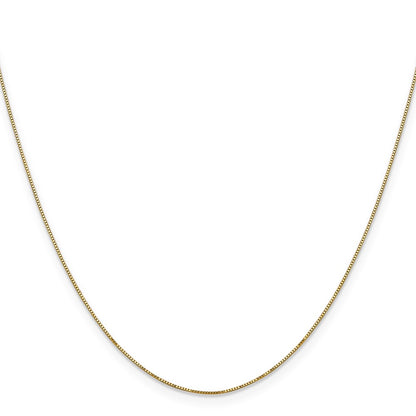 14K Yellow Gold Carded .5mm Box Link with Spring Ring Clasp Chain Necklace