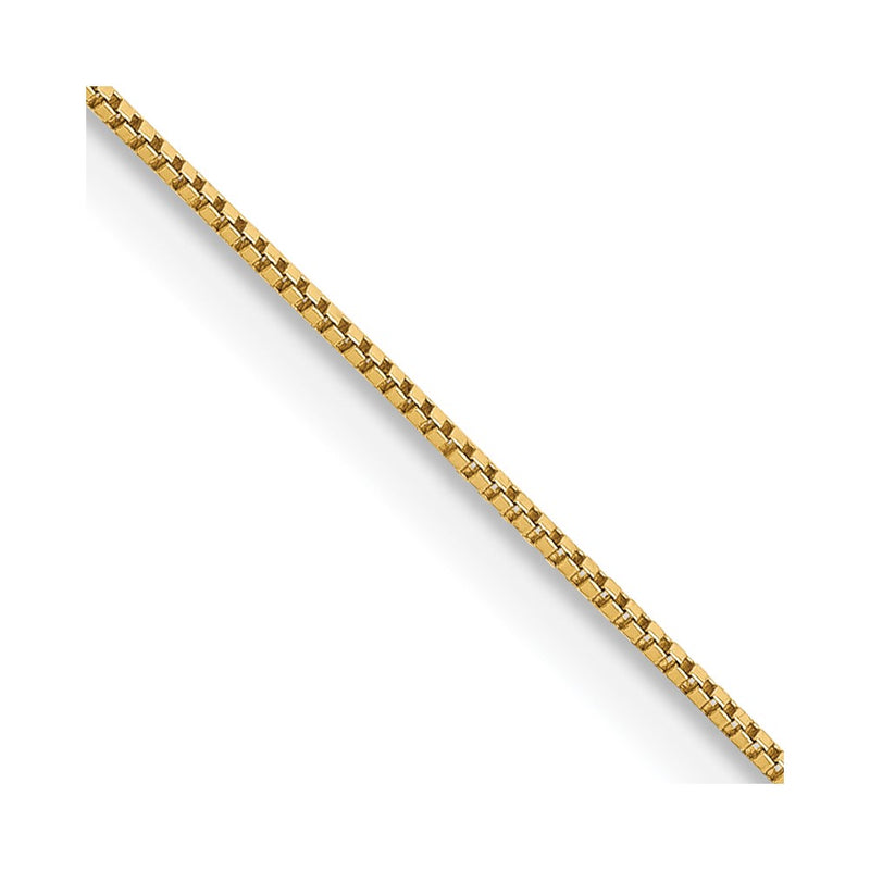 14K Yellow Gold 24 inch Carded .5mm Box Link with Spring Ring Clasp Chain Necklace