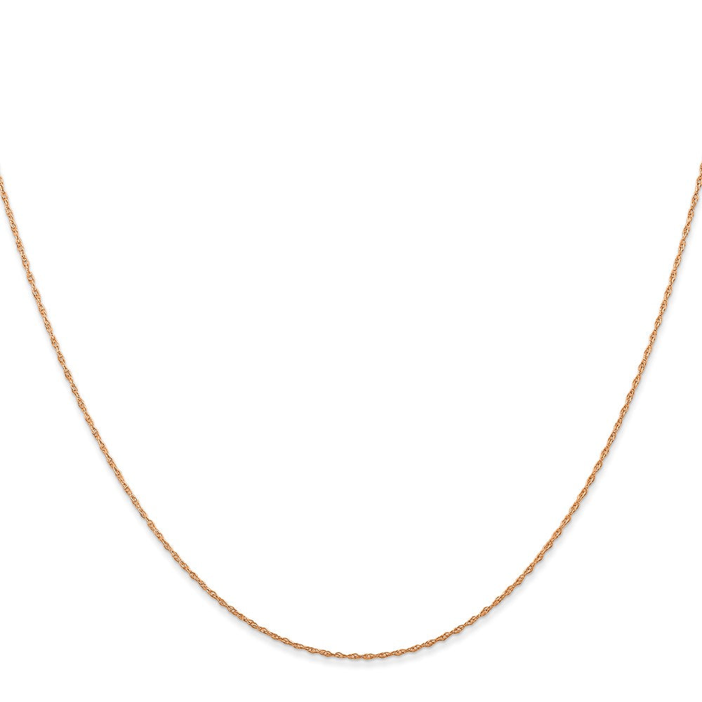 14K Rose Gold 18 Inch Carded .5mm Cable Rope With Spring Ring Clasp Chain Necklace
