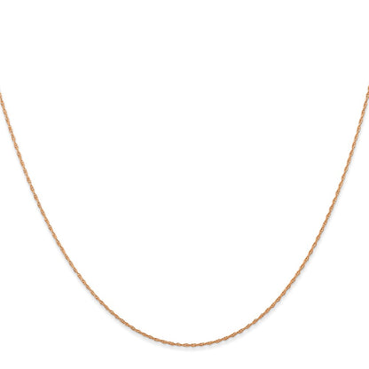 10K Rose Gold .5mm Carded Cable Rope Chain Necklace