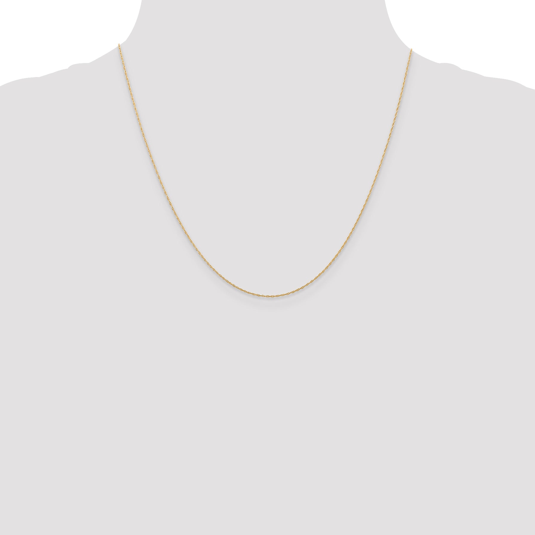 14K Rose Gold 20 Inch Carded .5mm Cable Rope With Spring Ring Clasp Chain Necklace