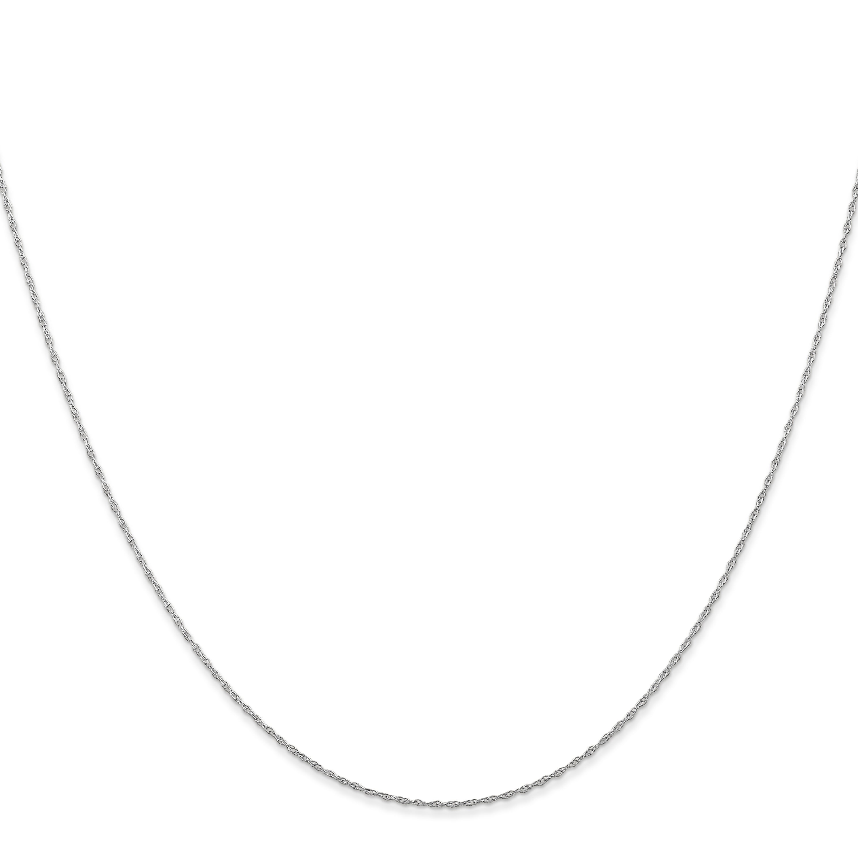 14K White Gold 16 inch Carded .5mm Cable Rope with Spring Ring Clasp Chain Necklace
