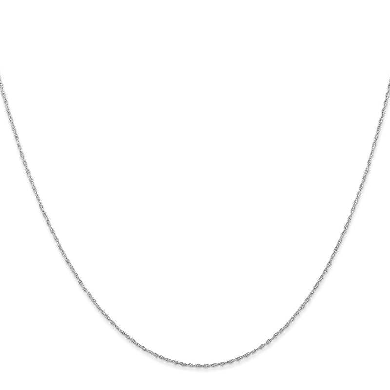 14K White Gold 18 inch Carded .5mm Cable Rope with Spring Ring Clasp Chain Necklace