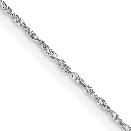 14K White Gold 16 inch Carded .5mm Cable Rope with Spring Ring Clasp Chain Necklace
