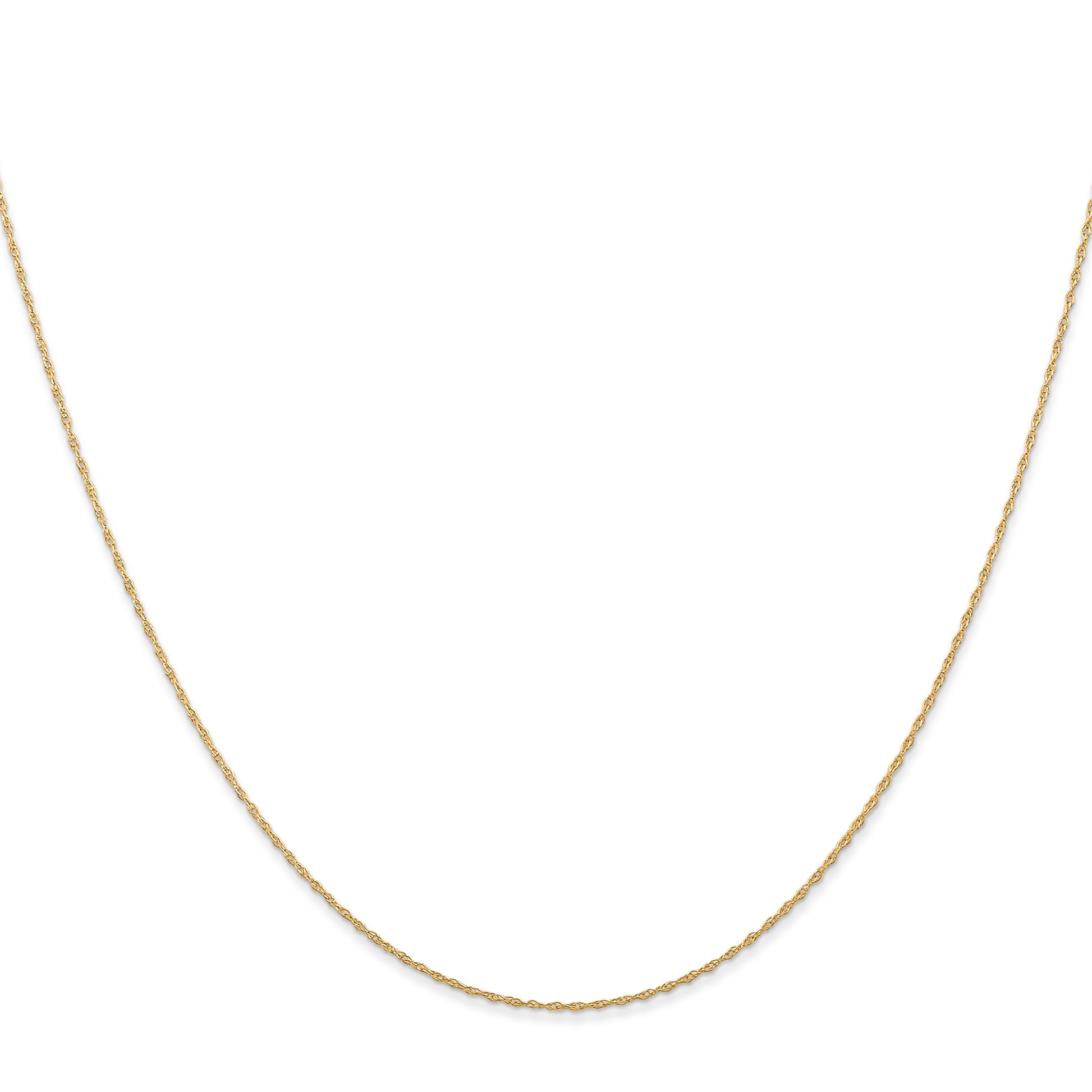 14K Yellow Gold Carded .5mm Cable Rope with Spring Ring Clasp Chain Necklace