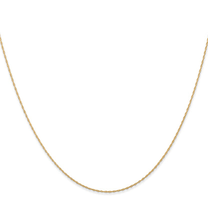 14K Yellow Gold Carded .5mm Cable Rope with Spring Ring Clasp Chain Necklace