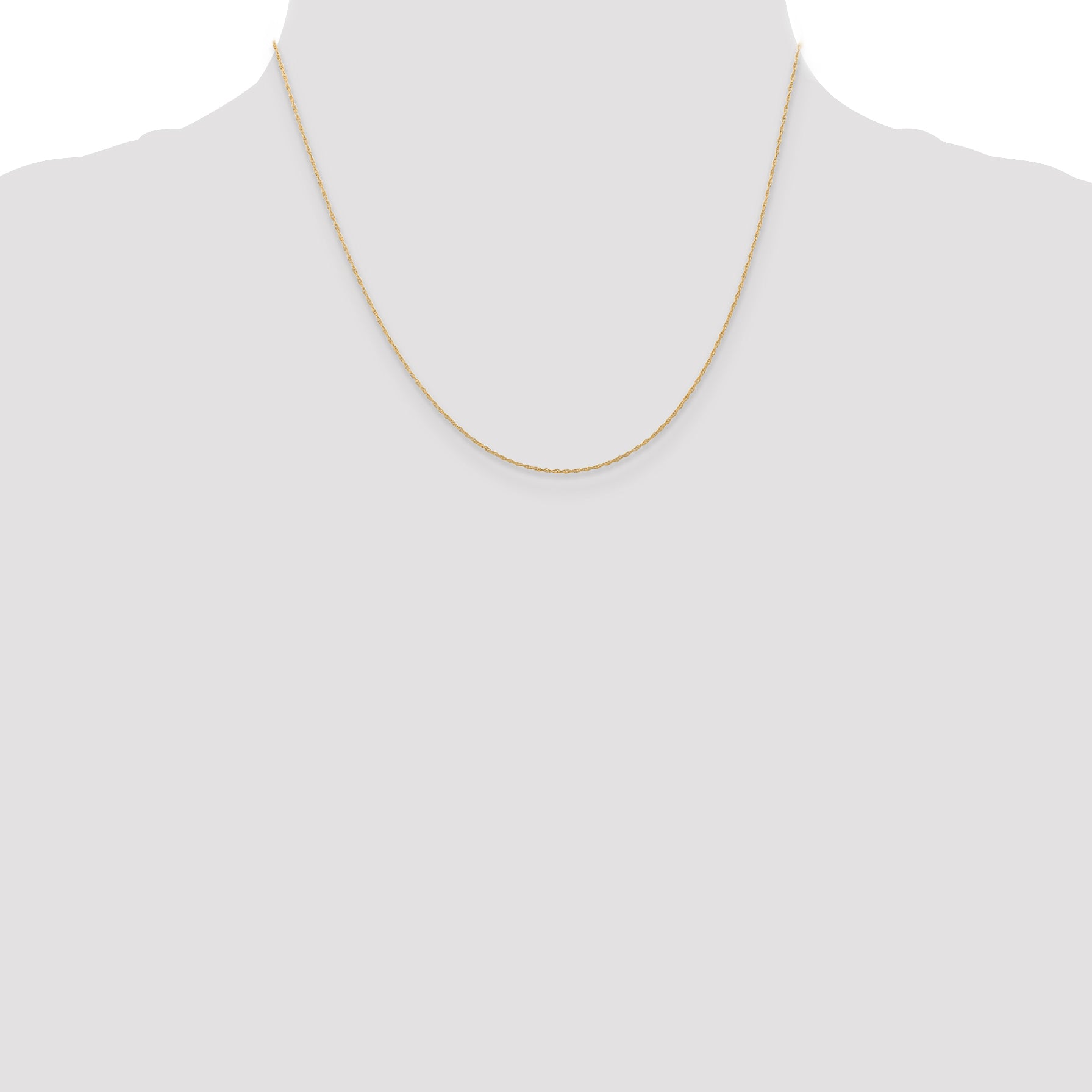 14K Yellow Gold Carded .5mm Cable Rope with Spring Ring Clasp Chain Necklace