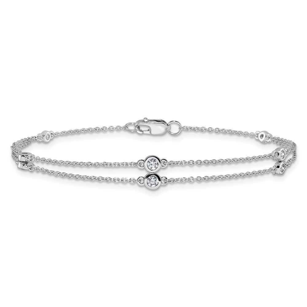 14K White Gold Complete 1/4 carat Diamond Multi-Station Double Strand 7 Inch Bracelet