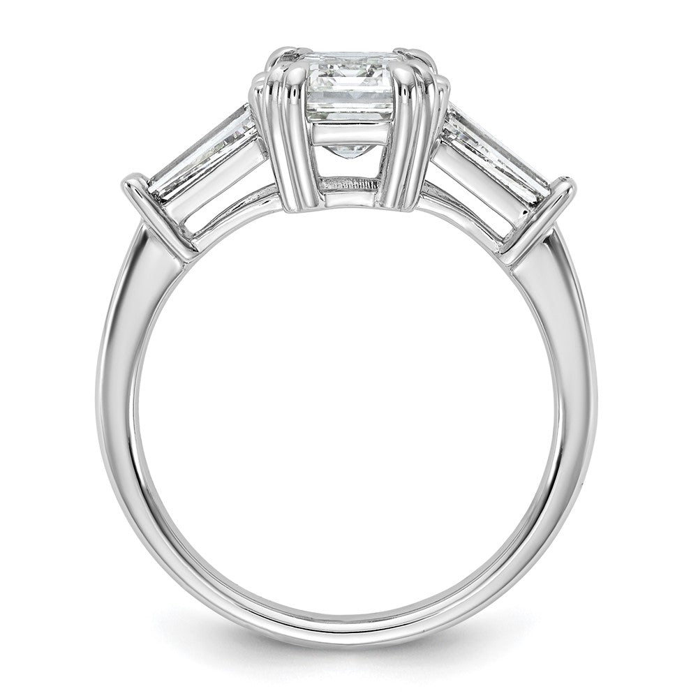 14K White Gold 3/4ct Lab Grown Dia VS+ F+ Emerald Center Semi-Mount Eng Ring