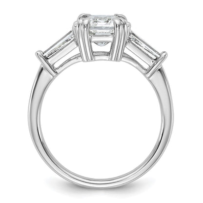 14K White Gold 3/4ct Lab Grown Dia VS+ F+ Emerald Center Semi-Mount Eng Ring